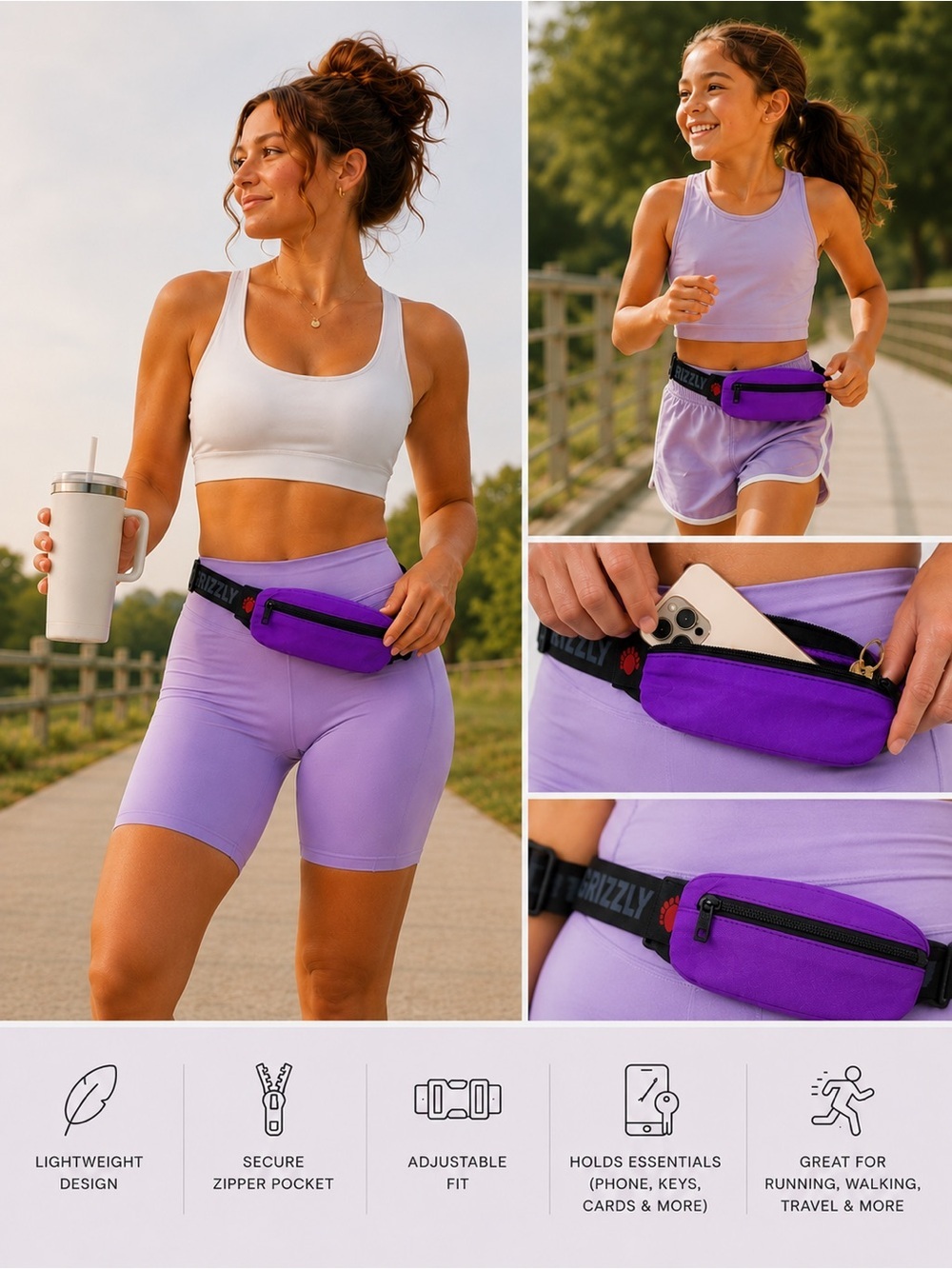 🆓 $0 WITH PURCHASE - TRAILBLAZER NWT Running Adjustable Belt Waist Pack Purple